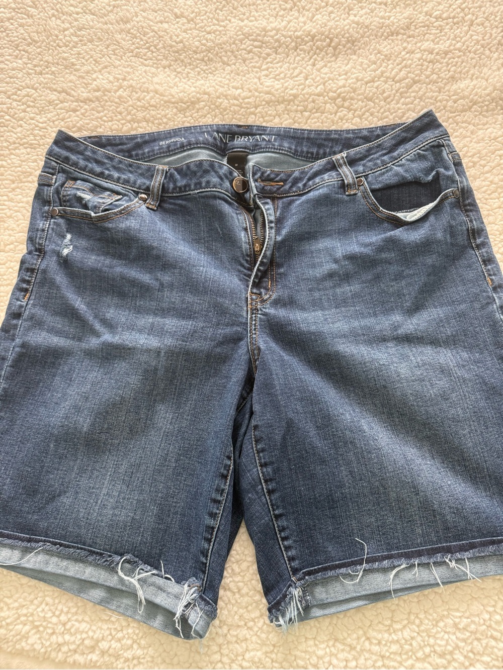 Lane Bryant Medium/Dark Blue Denim Bermuda Shorts